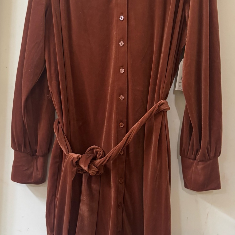 Time and Tru Rich Brown Long Sleeve Dress
